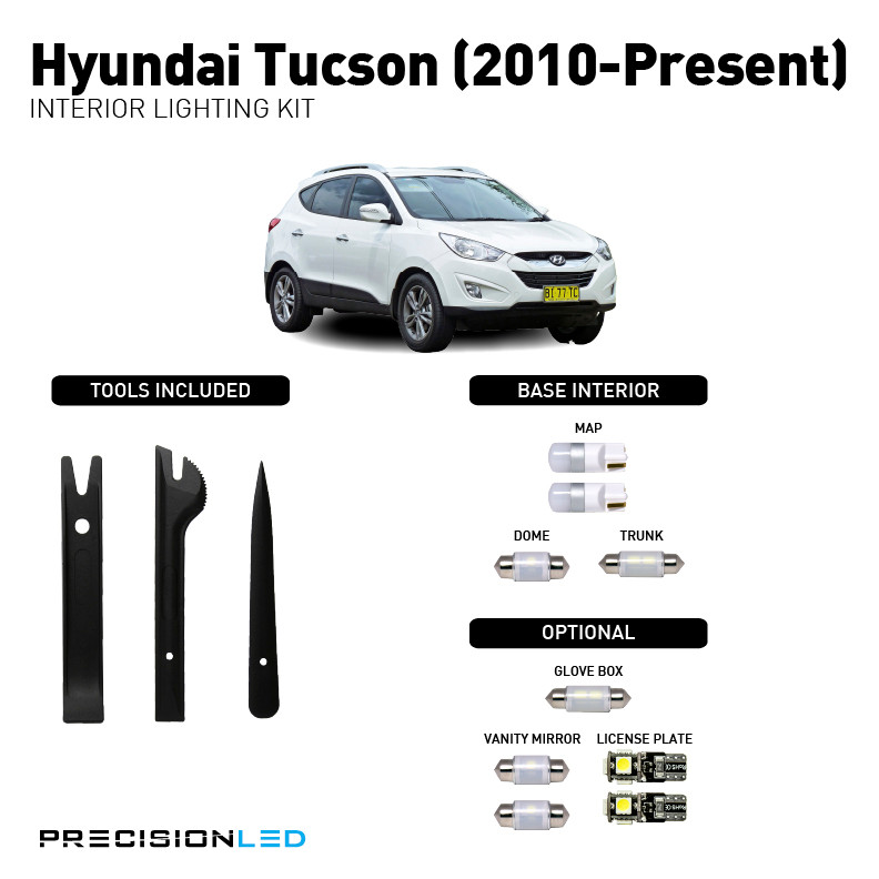 Hyundai Tucson LED Interior Light Kit – Premium 7 SMD Bulbs – Cool White 6000K – CANbus Error Free (2016, TL)