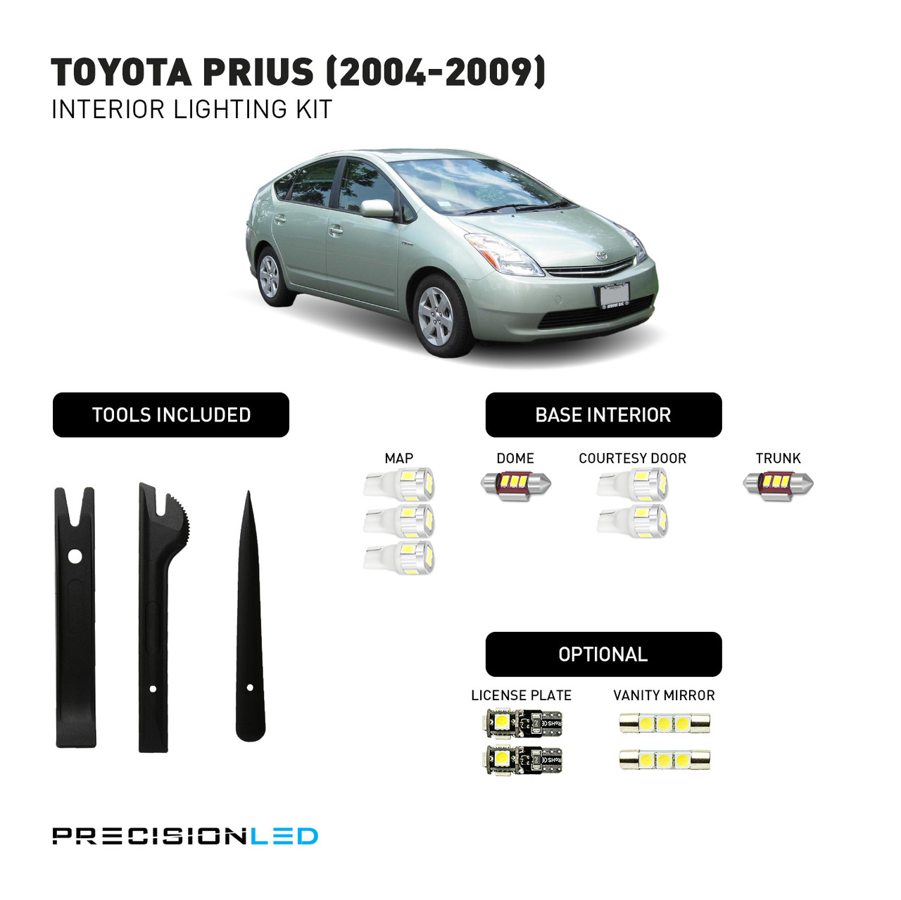 2004-2009 Toyota Prius Premium LED Interior Lights Kit | PrecisionLED
