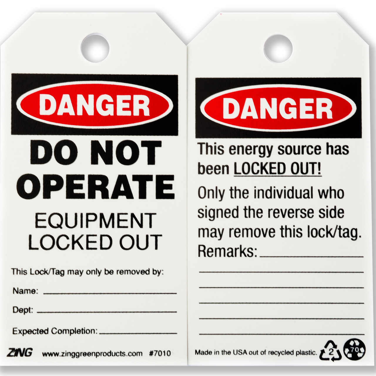 Zing Eco Safety Tag - DANGER DO NOT OPERATE - 10/Pack | Kasama.us