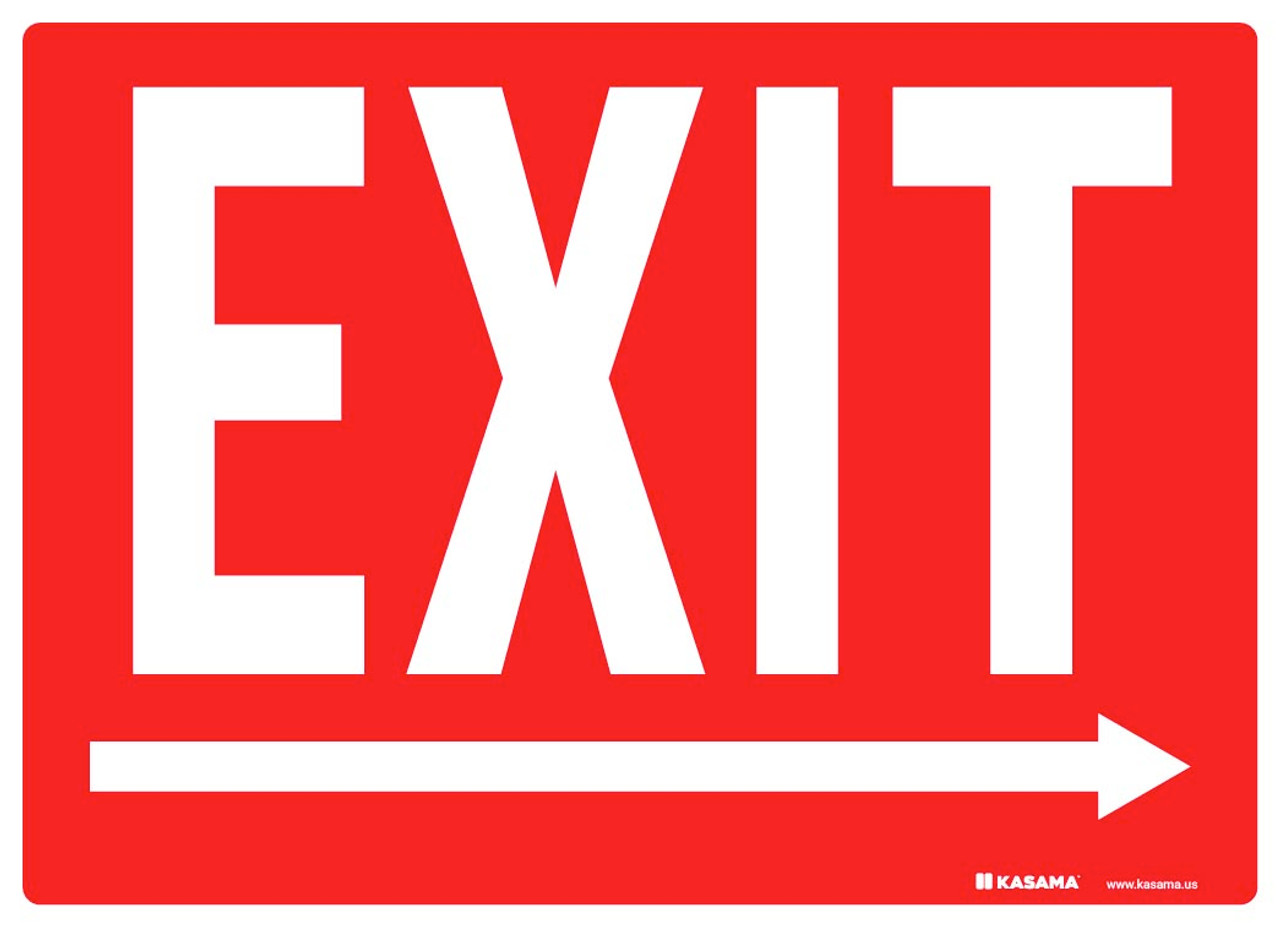 Exit Sign - White on Red, Right Arrow | Kasama.us