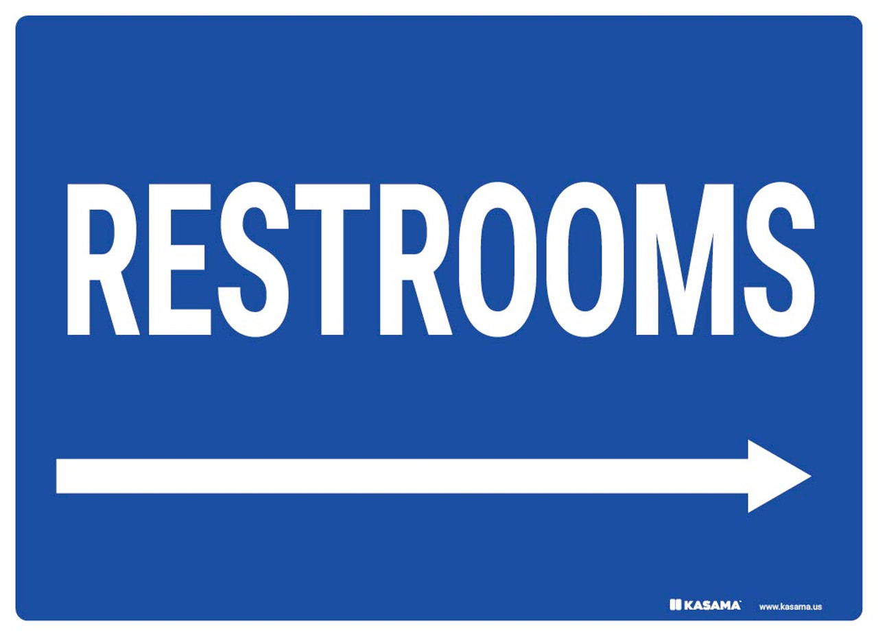 restroom sign right arrow