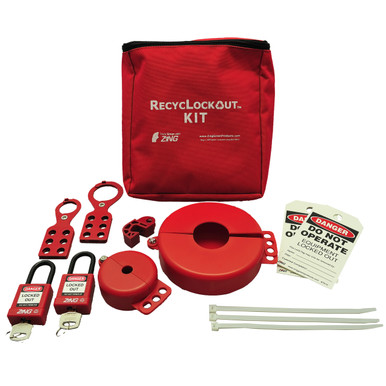 ZING RecycLockout Lockout Tagout Kit, 12 Component, Valve Lockout