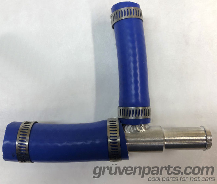 GruvenParts Billet Coolant Tee with included 2 included hoses and 4 clamps