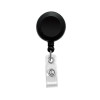 Round Badge Reels - 1.25'' - Black - Swivel Clip - Clear Strap - 100 per pack