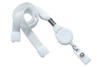 Pack of 100 - 5/8" Flat Tubular Lanyard with Breakaway and Slotted Reel and Clear Vinyl Strap