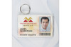 Pack of 50 - Frosted Rigid Plastic Horizontal 1-Card Holder with Slot and Key Ring 3.38 x 2.13"