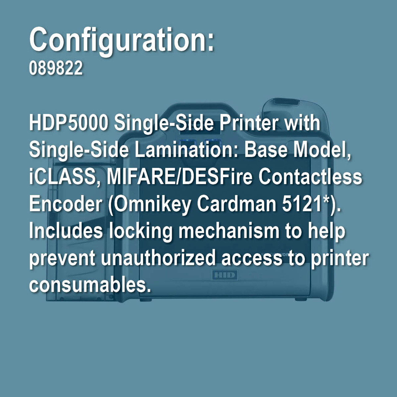 Fargo 089822 HDP5000 Simplex Retransfer ID Card Printer