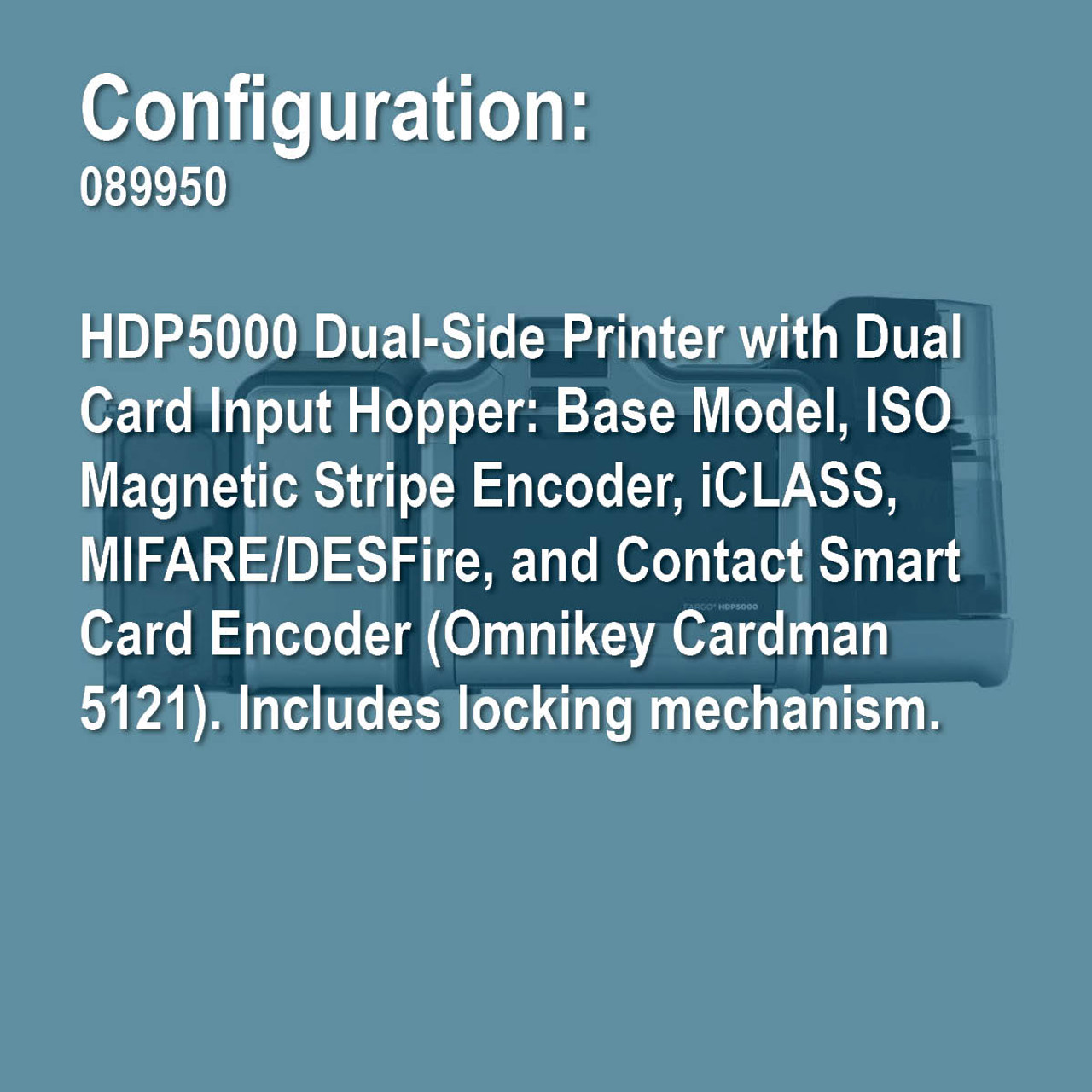 Fargo 089950 HDP5000 Duplex Retransfer ID Card Printer
