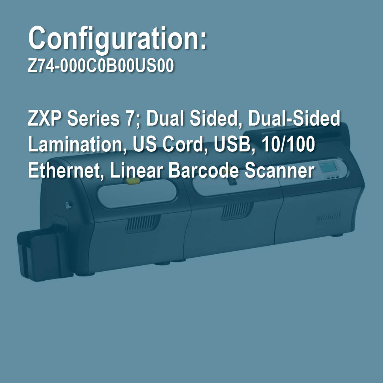 Zebra Z74-000C0B00US00 ZXP7 Duplex ID Card Printer