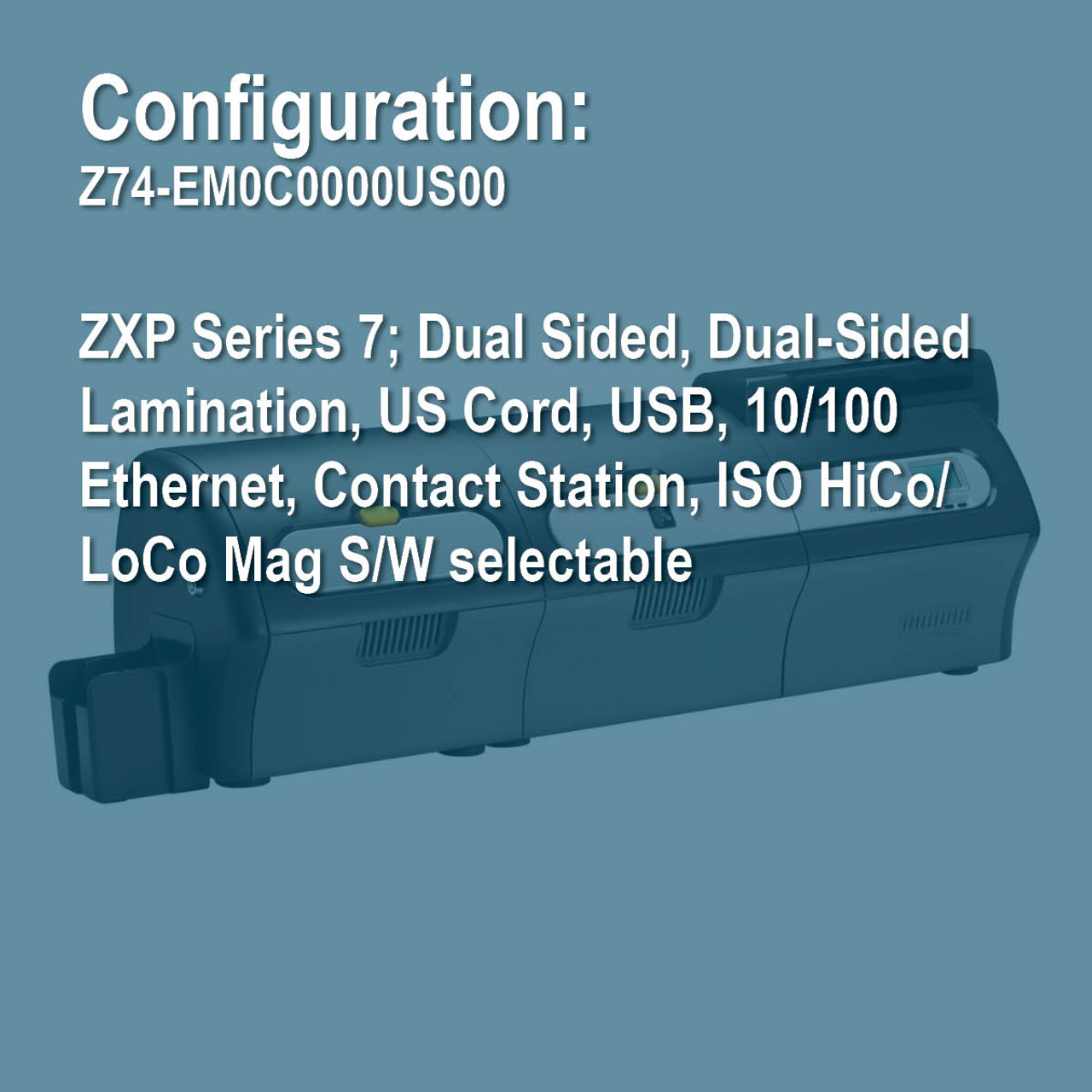Zebra Z74-EM0C0000US00 ZXP7 Duplex ID Card Printer
