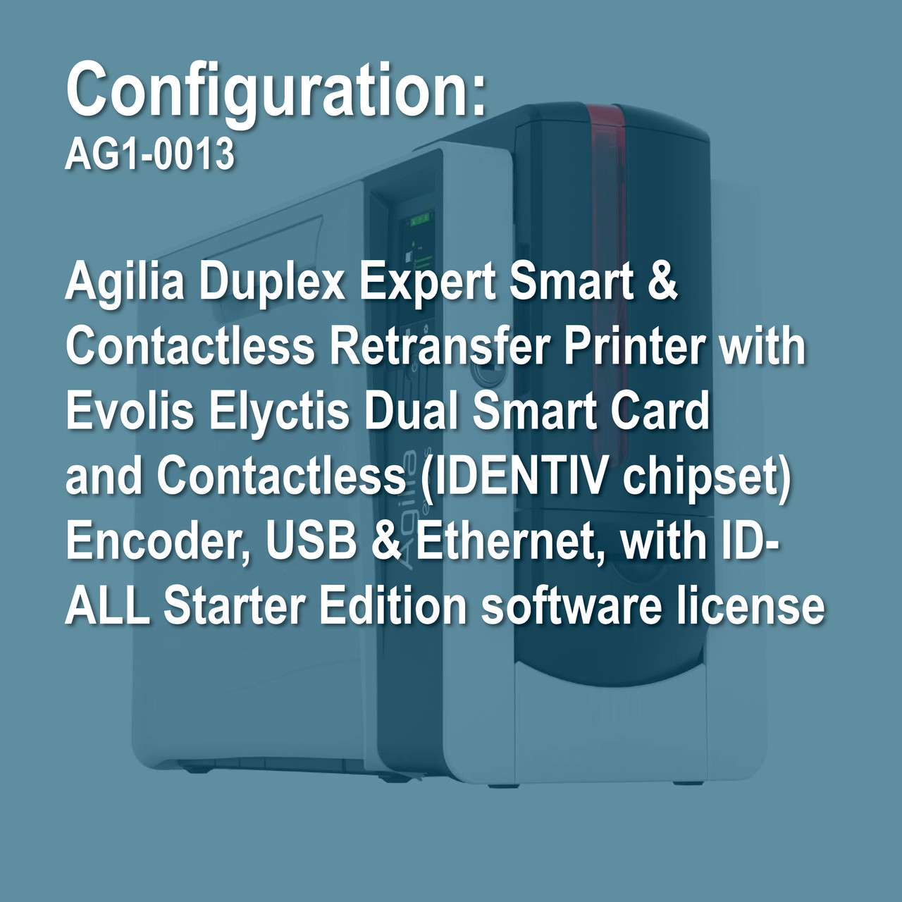 Evolis Agilia AG1-0013 Duplex Expert Smart & Contactless ID Card Printer