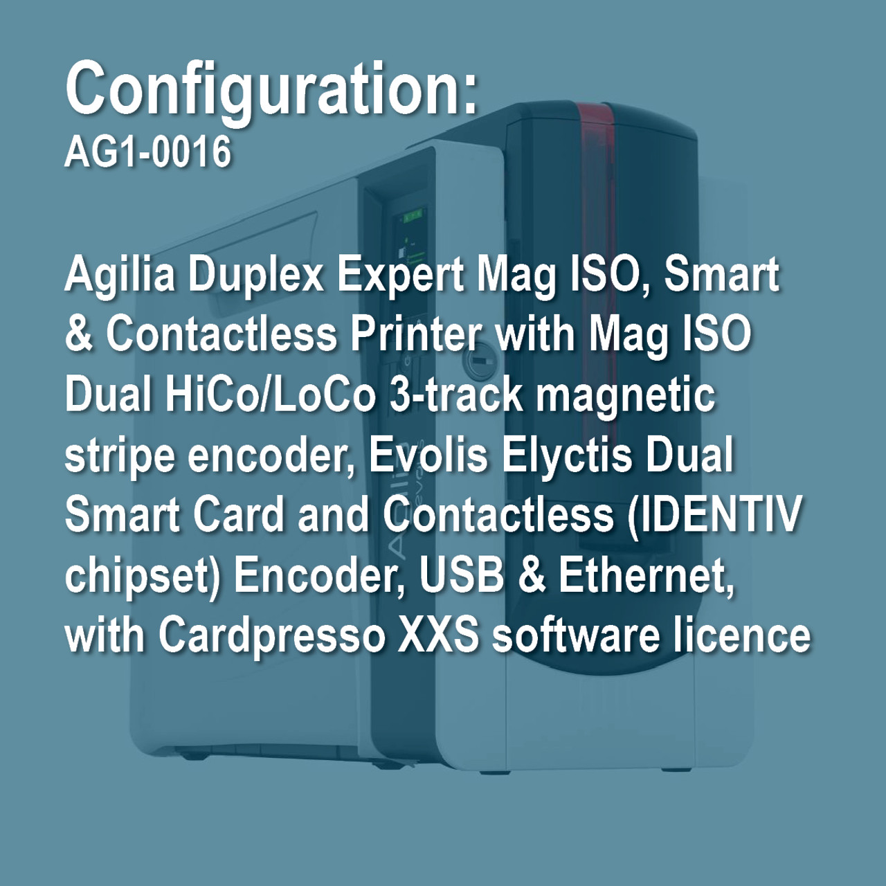 Evolis Agilia AG1-0016 Duplex Expert Mag ISO, Smart & Contactless ID Card Printer
