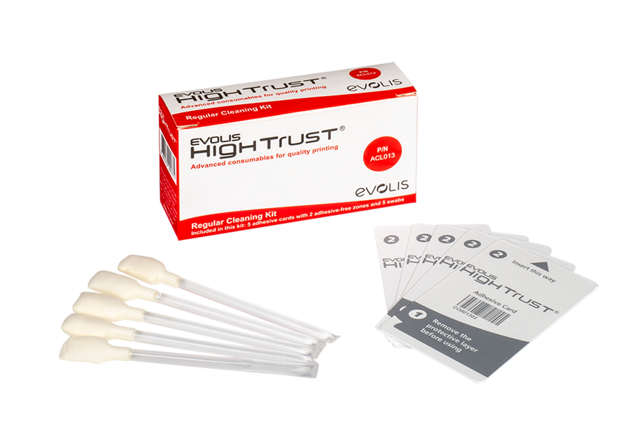 Evolis ACL013 Regular Cleaning Kit - 5 Adhesive Cards and Swabs