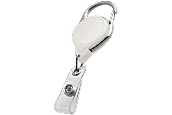 Pack of 50 - Badge Reel Carabiner No-Twist Badge Reels with Clear Strap