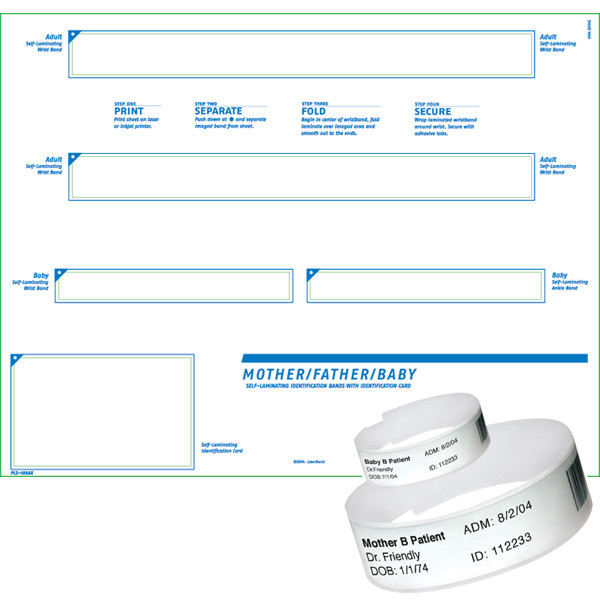 LaserBand PLS-105ATX Adult and Baby Wristbands (500 Sheets)