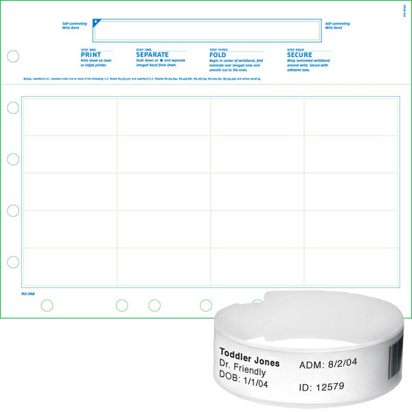 LaserBand PLS-214X Pediatric Wristband with 20 Labels (1000 Sheets)