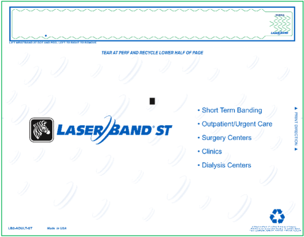 LaserBand2 LB2-ADULT-ST Short Term/Outpatient Wristband Single Label (1000 Sheets)