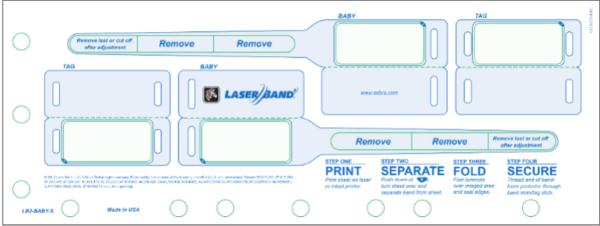 LaserBand2 LB2-BABY-S Baby Wristband and ID Tag Sheetlet (1000 Sheets)