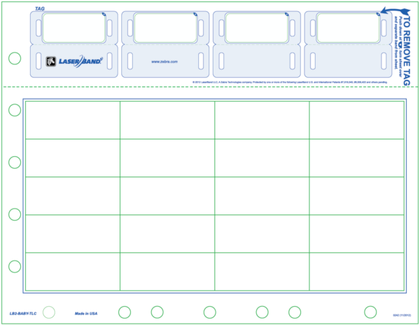 LaserBand2 LB2-BABY-TLC 4 Baby Tags with Labels (500 Sheets)