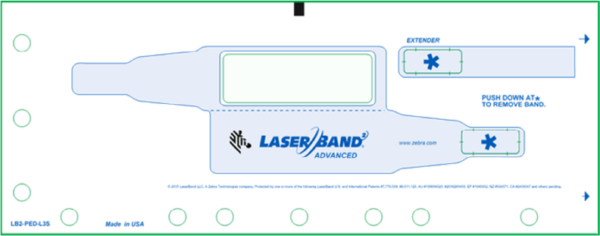 LaserBand2 LB2-PED-L3S Pediatric L3 Wristband Sheetlet (1000 Sheets)