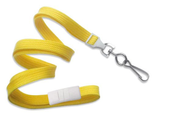 Pack of 100 - 3/8" Flat Braid Lanyard with Breakaway and Swivel Hook