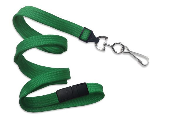 Pack of 100 - 3/8" Flat Braid Lanyard with Breakaway and Swivel Hook