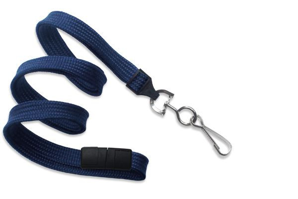 Pack of 100 - 3/8" Flat Braid Lanyard with Breakaway and Swivel Hook