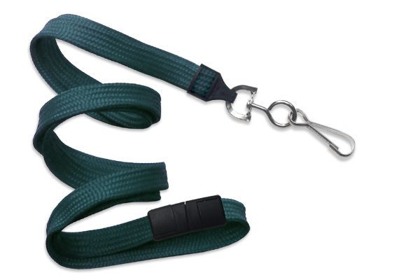 Pack of 100 - 3/8" Flat Braid Lanyard with Breakaway and Swivel Hook