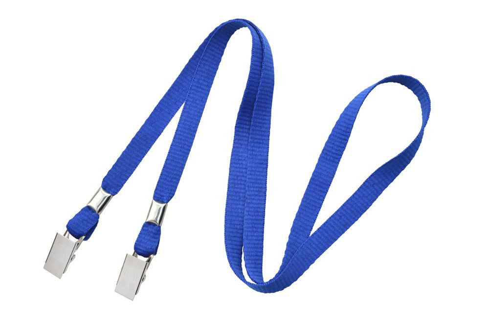 Pack of 100 - 3/8" Flat Open-Ended Lanyard with Two Bulldog Clips
