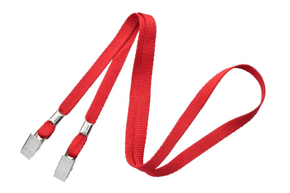 Pack of 100 - 3/8" Flat Open-Ended Lanyard with Two Bulldog Clips