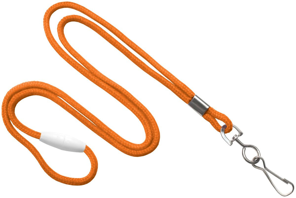 Pack of 100 - 1/8" Round Braid Lanyard with Breakaway and Swivel Hook