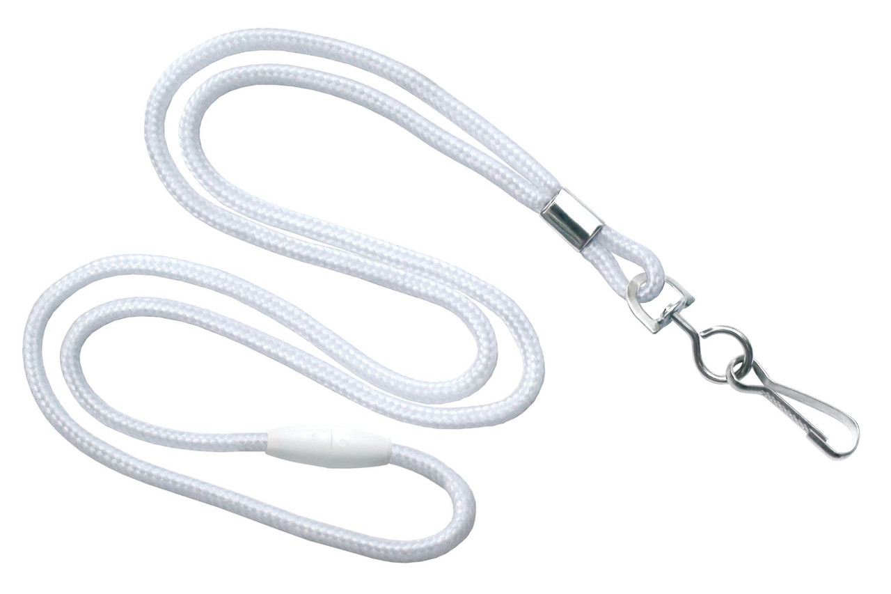 Pack of 100 - 1/8" Round Braid Lanyard with Breakaway and Swivel Hook