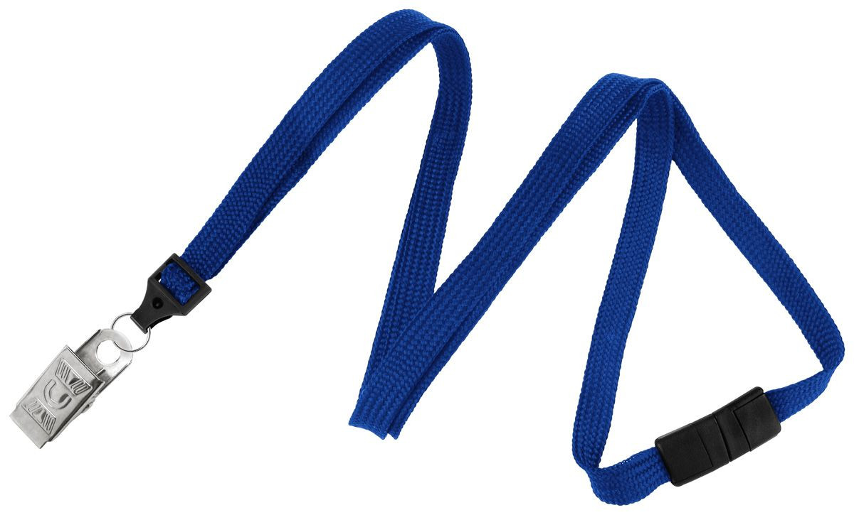 Pack of 100 - 3/8" Flat Braid Lanyard with Breakaway and Bulldog Clip