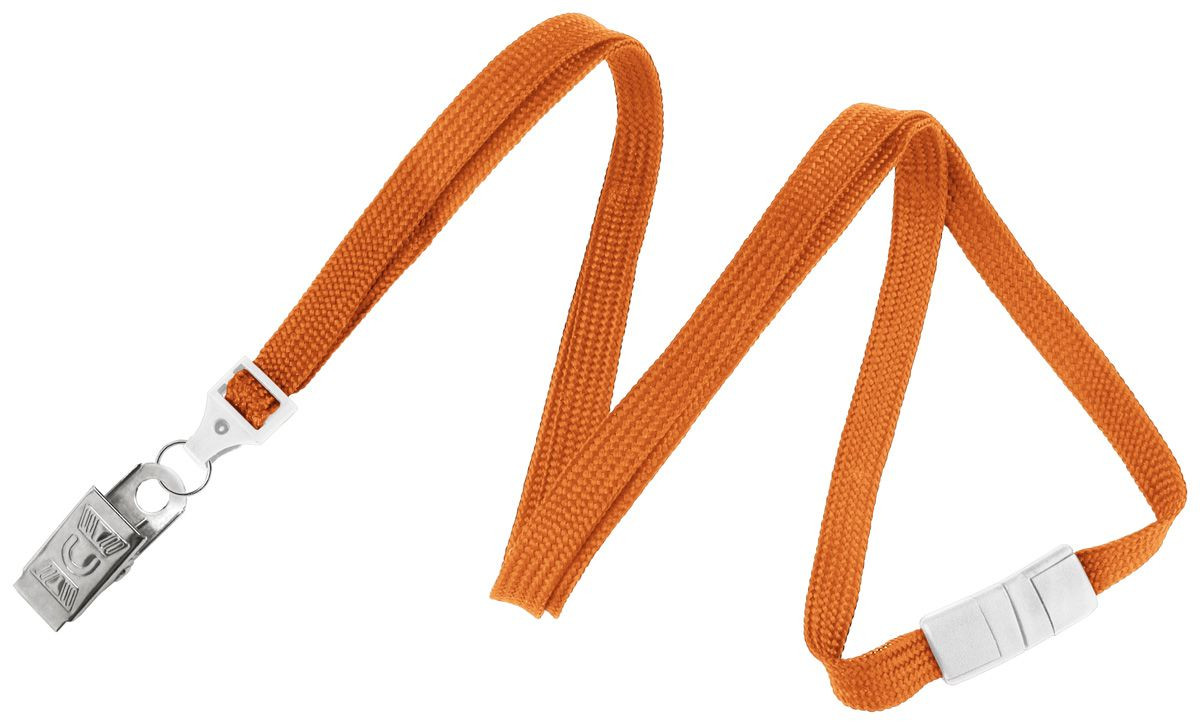 Pack of 100 - 3/8" Flat Braid Lanyard with Breakaway and Bulldog Clip