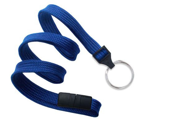 Pack of 100 - 3/8" Flat Braid Lanyard with Breakaway and Split Ring