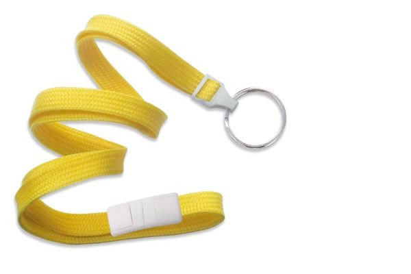 Pack of 100 - 3/8" Flat Braid Lanyard with Breakaway and Split Ring