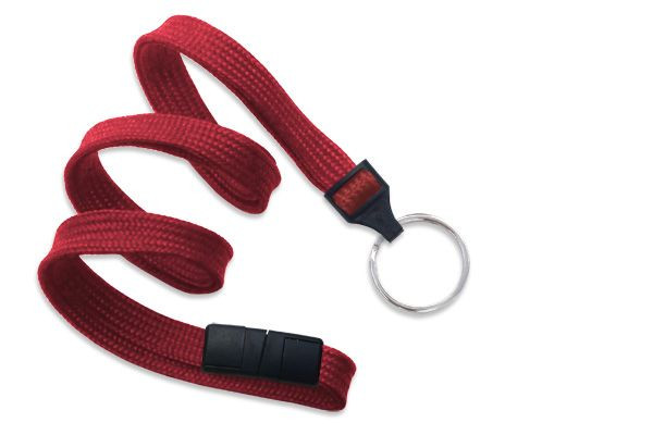 Pack of 100 - 3/8" Flat Braid Lanyard with Breakaway and Split Ring