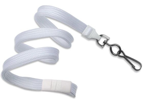 Pack of 100 - 3/8" Flat Braid Lanyard with Breakaway and Black Oxide Swivel Hook