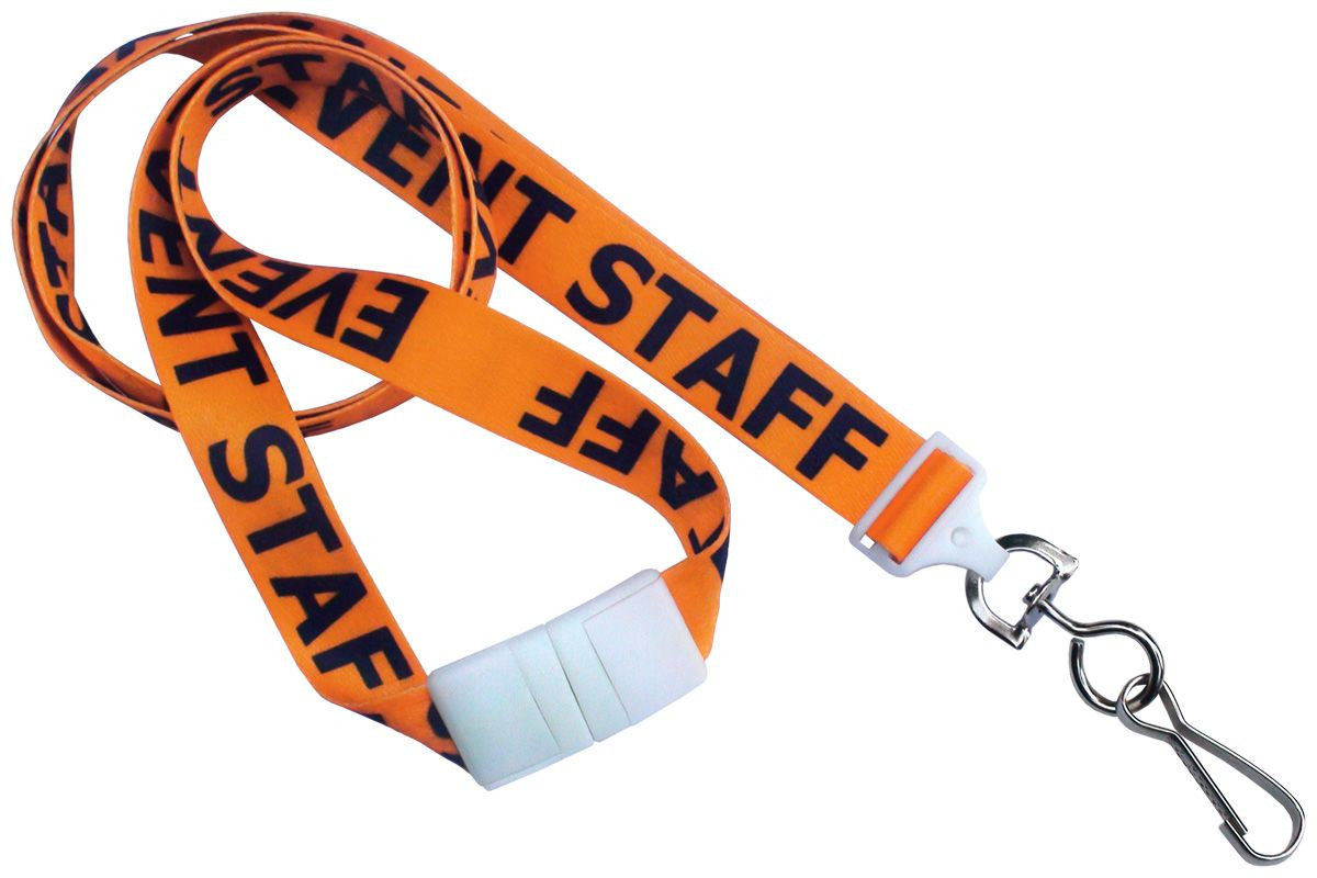Pack of 100 - 5/8" Pre-Printed Lanyard with Breakaway and Swivel Hook