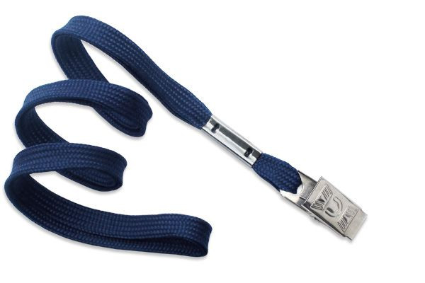 Pack of 100 - 3/8" Flat Braid Lanyard with Bulldog Clip