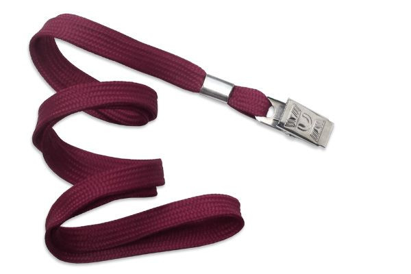 Pack of 100 - 3/8" Flat Braid Lanyard with Bulldog Clip