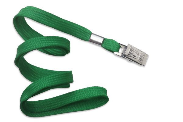 Pack of 100 - 3/8" Flat Braid Lanyard with Bulldog Clip