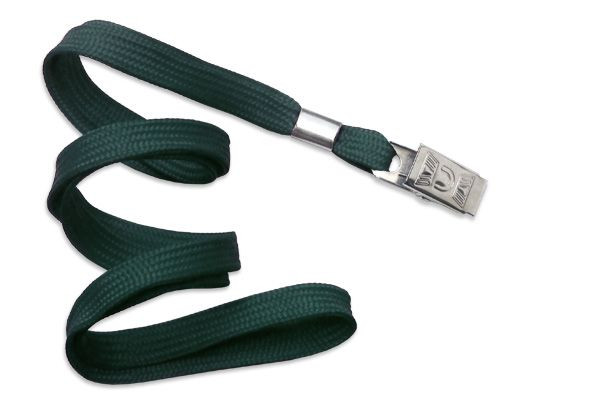 Pack of 100 - 3/8" Flat Braid Lanyard with Bulldog Clip