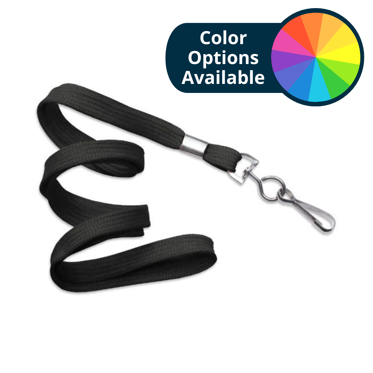 Pack of 100 - 3/8" Flat Braid Lanyard with Swivel Hook