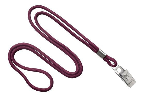 Pack of 100 - 1/8" Round Braid Lanyard with Bulldog Clip