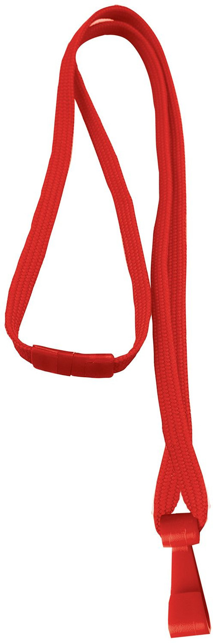 Pack of 100 - 3/8" Flat Braid Woven Lanyard with Wide Plastic Hook