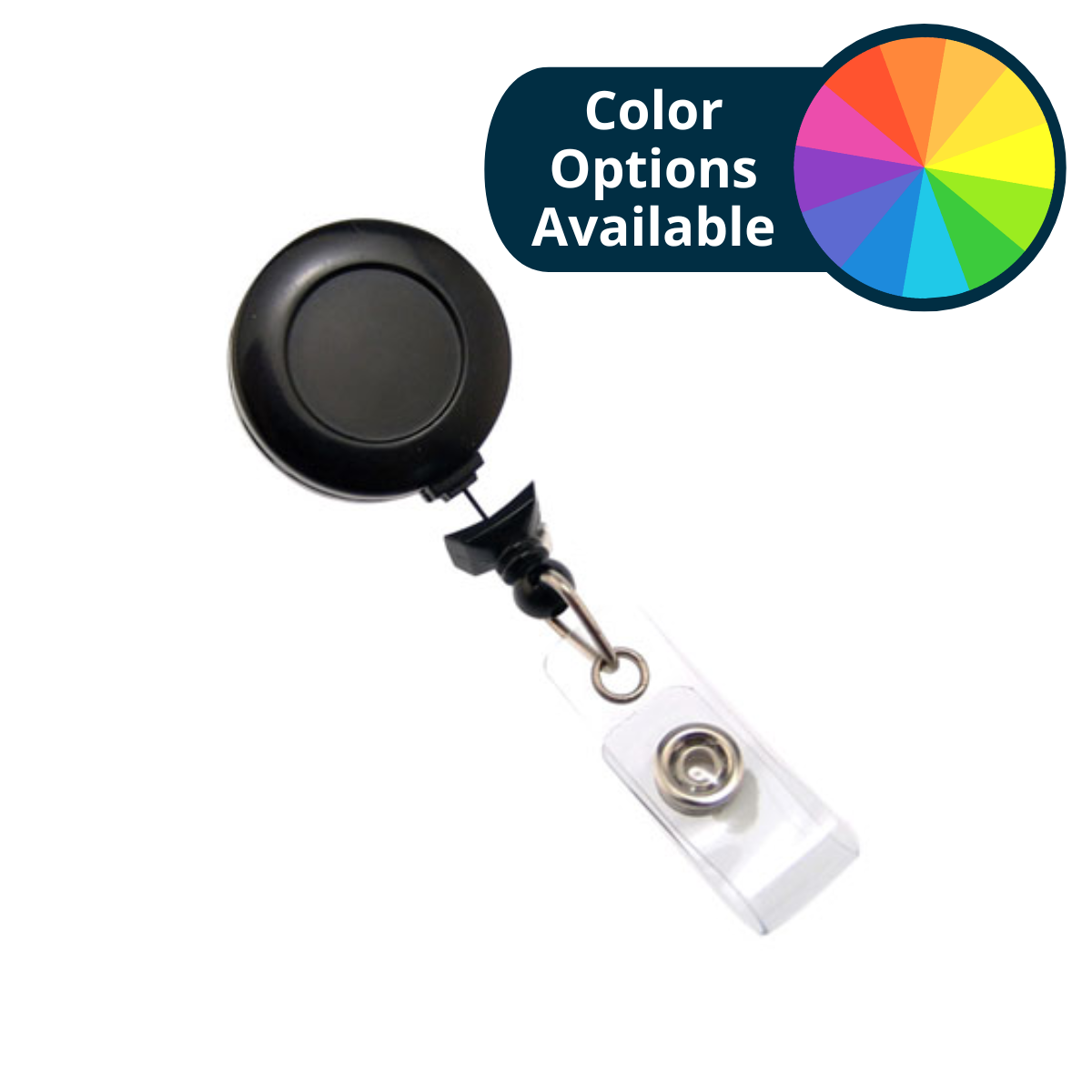 Pack of 50 - Badge Reel with No-Twist Reel with Clear Vinyl Strap and Belt Clip