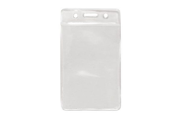 Clear Vinyl Vertical Badge Holder with Color Bar, 3.75" x 2.63" - Pack of 100
