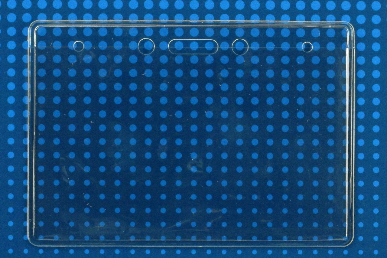 Clear Vinyl Horizontal Badge Holder with Slot and Chain Holes, 3.63" x 2.38" - Pack of 100