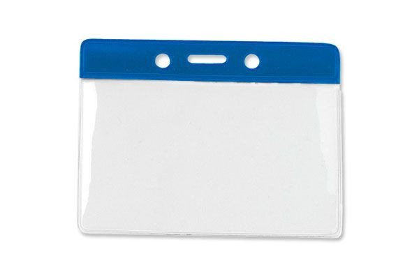 Pack of 100 - Clear Vinyl Horizontal Badge Holder with Color Bar, 3.85" x 2.68"